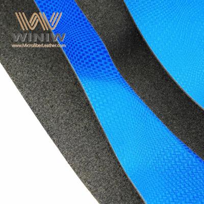 China Blue Microfiber Artificial Leather Upper Material Footwear Making Leather for sale