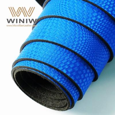 China 0.8mm Azul Cuero Vegano Artificial Micro PU Material superior para el calzado en venta