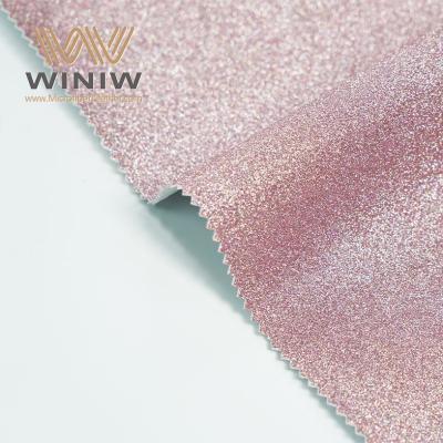 China 1.2mm Glitter Microfiber Leatherette Fabric Bags Leather Material for sale