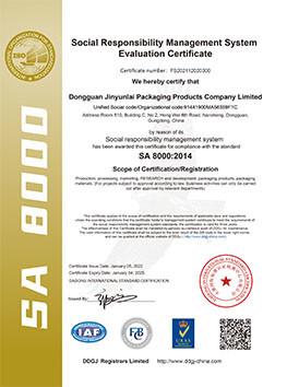 SA8000 - Dongguan Jinyunlai Packaging Products Co., Ltd