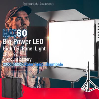 China MAX80 Dual CCT Panel LED Studio Lights 120 Degree Metallic Engineering Plastic Body Frame for sale