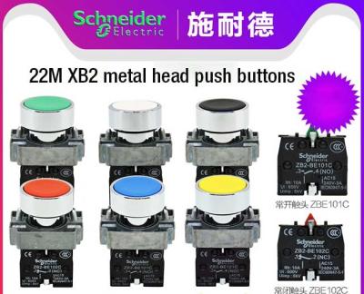 China XB2B Push Button Switch Industrial Electrical Controls Illuminated Flush Head 24v 230v 1NO1NC for sale
