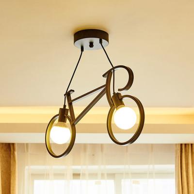 China Creative LED Interior Bicycle Pendant Light 9w For Bedroom Balcony Black White for sale