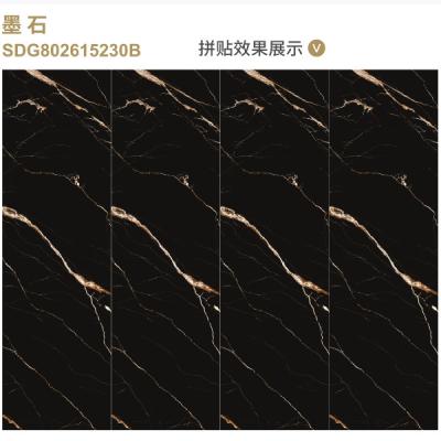 China Black Gold Inkstone Sintered Stone Tile 15mm Thickness Easy Maintenance for sale