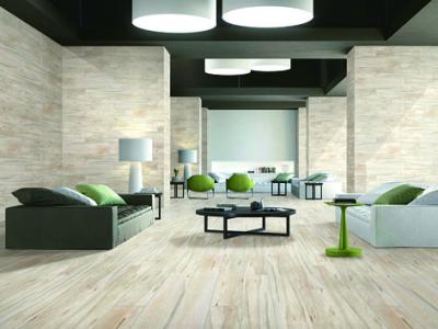 China Polished Porcelain Wood Effect Tiles 36 X 24 X 0.4 Inches Beige Color for sale