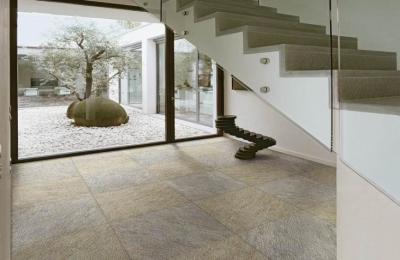 China Living Room Porcelain Tile That Looks Like Cement Tile Yellow Beige Color for sale
