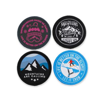 China Skiing Embroidered Sports Patches Woven Yarn Thread Fabric For Jacket for sale