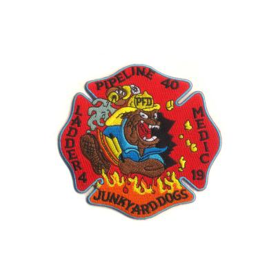 China Firework Logo Patches Uniform Armband Iron On Embroidered Patch Fireman Police Badge for sale