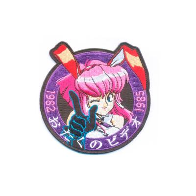 China Anime Charater Embroidered Hat Patches , Custom Patches For Caps Die Cut Border for sale