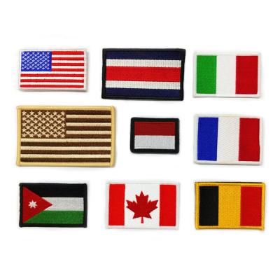 China 100% Embroidery Iron On Patches National Countries Flag Patch DIY Hooked For Hats for sale
