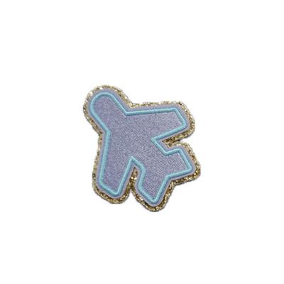 China Plane Shape Glitter Iron On Patches Merrowed Border For DIY Bags for sale