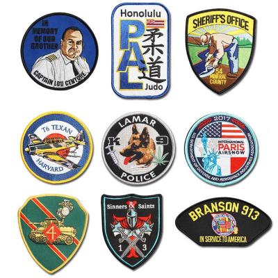 China Military Navy Iron On Patches , Embroidered Merrowed Sew On Badges For Clothes for sale