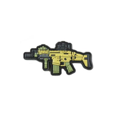 China Rifle Guns Shape PVC Badge Patch 3.5'' Width Silicone Rubber Material For Military for sale