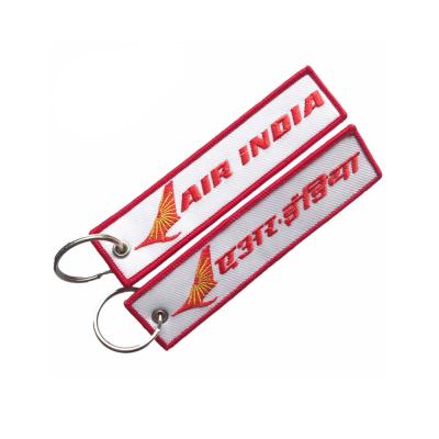 China Twill Merrowed Embroidered Key Chain Tag For Souvenir Gift 13cm × 3cm for sale