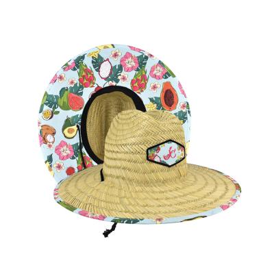 China Unisex Patch Straw Hat For Summer Outdoor Surfing Lifeguard for sale