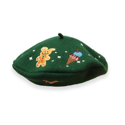 China Embroidery Beret Cap Hat Multi Color Wool Material For Winter for sale