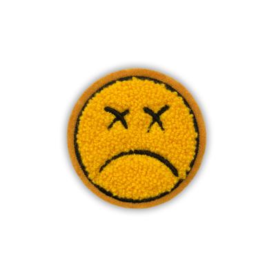 China Felt Fabric Smiley Face Patches Iron On Glitter Chenille Embroidery Patch for sale