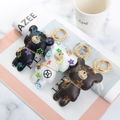 China OEM Leather Teddy Bear Keychain , 65mm Cute Keychains For Women for sale