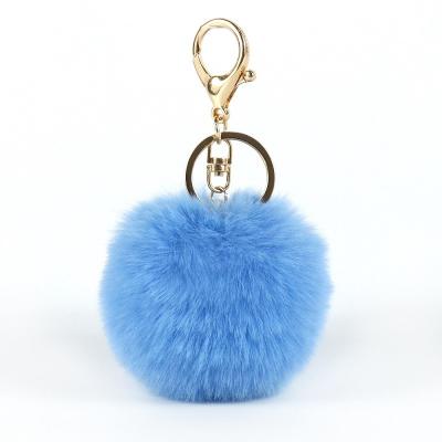 China Faux Big Fluffy Pom Pom Keyring 20g Weight Multicolor 4.7in Tall for sale