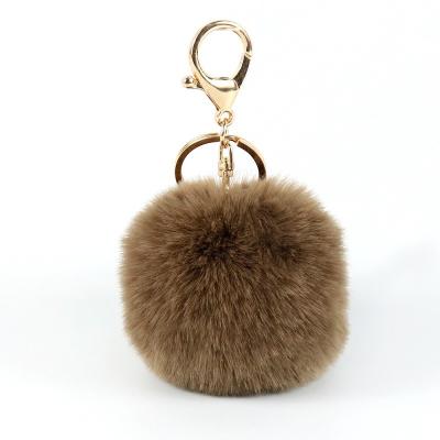 China 3inch Wide Key Chain Ornaments , Designer Pom Pom Keyring Faux Fur for sale