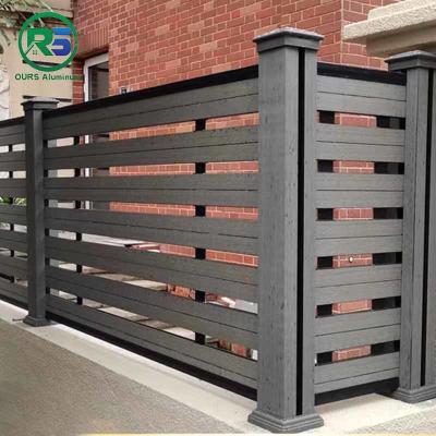 China Aspen Slatted Premium Composite Aluminum Fence Panels Horizontal Slats Durable Screen for sale