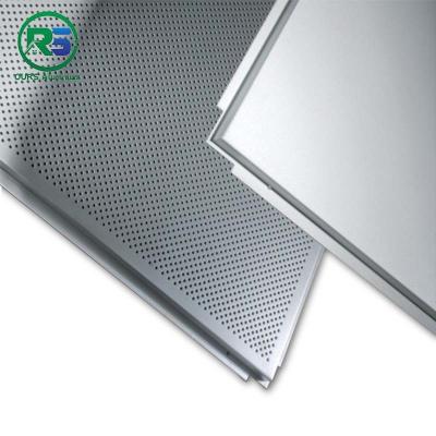 China 0.7mm Thickness Lay In Metal Ceiling Tiles Standard Hollow CNC Perforated Pattern for sale
