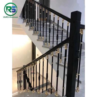 China Art Luxury Balusters Metal Aluminum Stair Railings Interior Staircase Balustrade for sale
