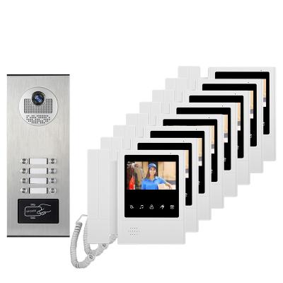 China Metal Apartment Video Doorbell Intercom 4 Wire Cable 4.3 Inch Monitor for sale