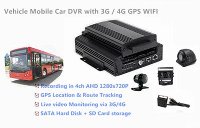 China o apoio 4 de 1TB HDD canaliza o registrador 3G/4G GPS WIFI do carro DVR das câmeras de 720P AHD à venda