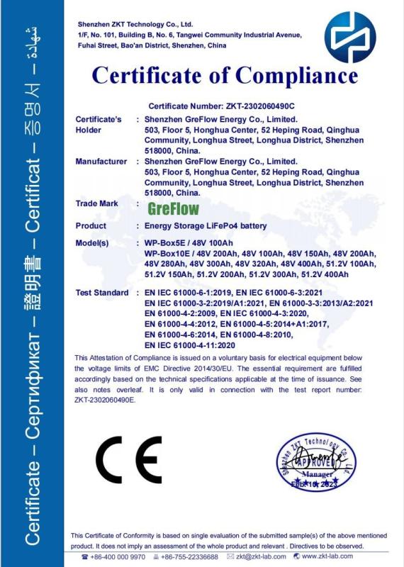 Test report - lifepo4 battery pack - Shenzhen GreFlow Energy Co., Limited