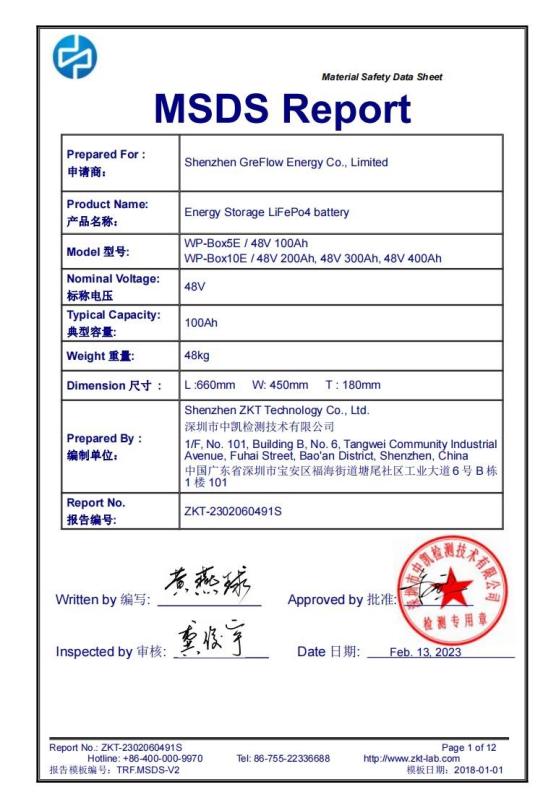 RoHS test report - Shenzhen GreFlow Energy Co., Limited