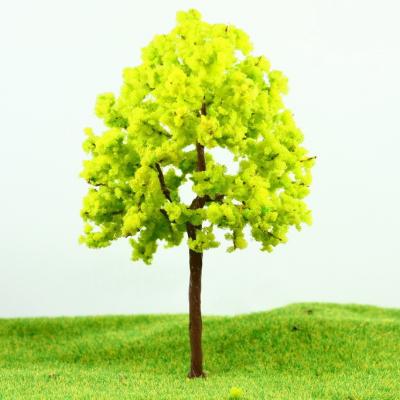 China OEM HO Train Layout Miniature Model Trees Yellow Green Avenue Wire Tree 14cm for sale