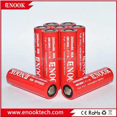 China Enook alta tasa de descarga 18650 batería recargable 2600mah 20A célula de batería 3.7V en venta