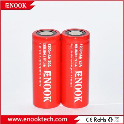 China Rechargeable Lithium Ion Battery Cell 1200mAh 20A 3.7 V 18500 Lithium Battery for sale