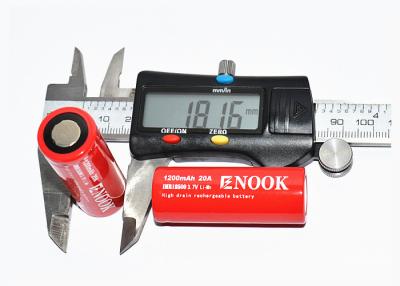 中国 Enook 1200mAh 20A リチウムイオン電池 3.7V 18500 リチャージ可能なリイオン電池 販売のため