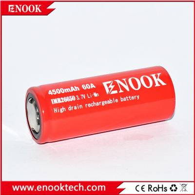 China Cylindrical 26650 Lithium Ion Rechargeable Battery High Capacity 4500mah 3.7V for sale