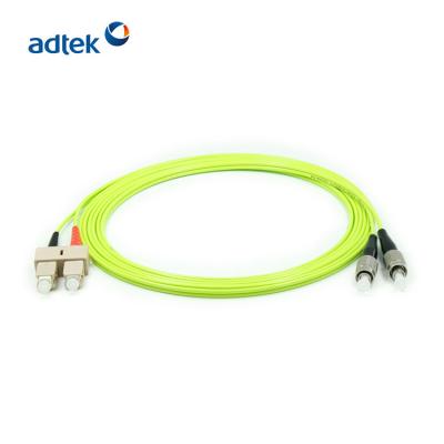 China OM5 Duplex 2.0mm Lemon Green  Optical Fiber Patch Cord SC To FC UPC Jumper Wires for sale