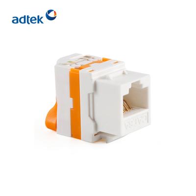 China Network Cable 180 Degree RJ45 Inline Coupler , UTP Cat 6A Keystone Jack for sale