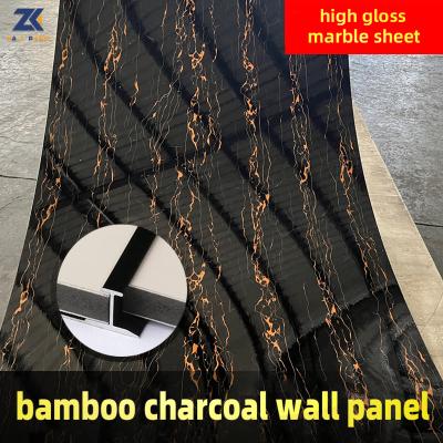 China Factory Direct Sales 1.22*2.44 M PET High Gloss Marble Bamboo Charcoal Wall Panel for sale