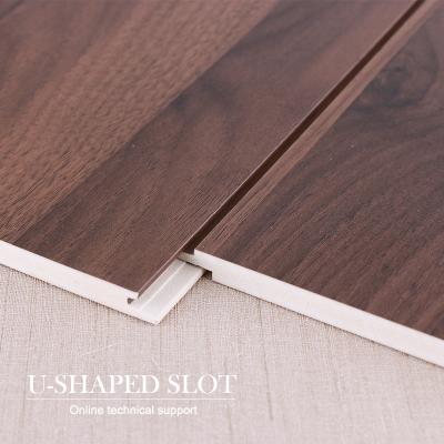 China Hot Sale Fire And Moisture Resistant WPC Slotted Panel Wood Veneer Wall Panels for sale