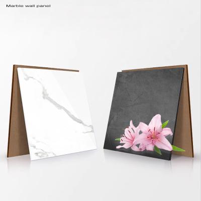 China PET Marble Texture Decorative Wall Board Bamboo Charcoal Wood Veneer PVC Wall Panel for sale