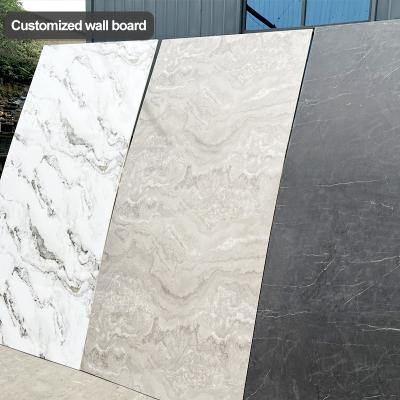 China 5mm / 8mm Interior Decorative PVC Marble Sheet Bamboo Charcoal Wall Board for sale
