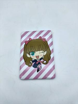 China Square  Custom Made Metal Badges Cute Girl  Tinplate Material Paper Stents for sale
