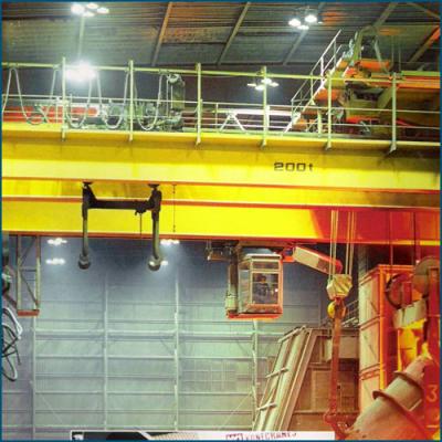 China Saftey Electric Double Girder Overhead Casting Crane 100 Ton 150 Ton For Iron Works for sale