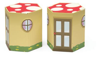 China  Recycled Corrugated Cardboard Furniture ENCF022  Round Stool with Cartoon pictures   for sale