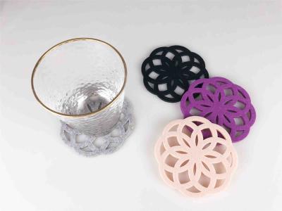 China Flower Shape Thick Felt Coasters Potholder Naturally Water Absorbent for sale