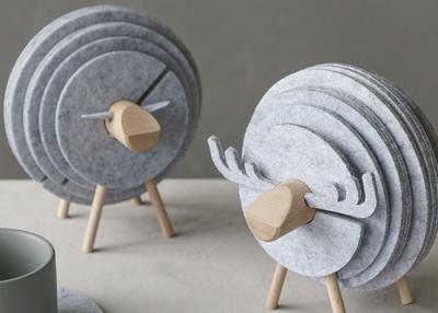 China Light Grey Sheep Shaped Coaster Felt Creative Desktop Decoration For Home for sale