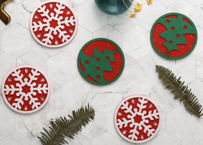 China Safe Eco Friendly Felt Coasters Christmas Decorations For Home / Kitchen for sale