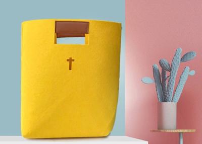 China Sensación cómoda del diseño del bolso minimalista del fieltro con la manija de cuero en venta