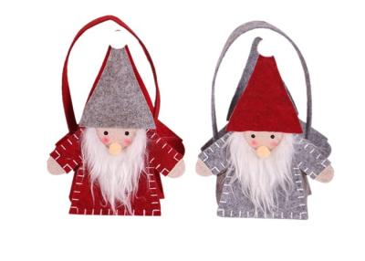 China Cute Red Grey Christmas Gift Handbag , 15*24 Cm Santa Candy Bags for sale